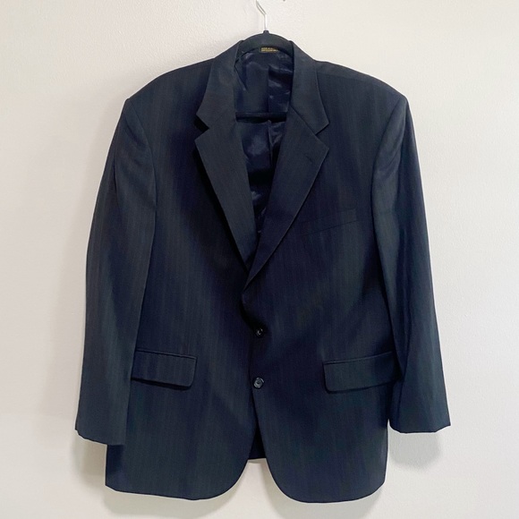 Men's Oscar De La Renta Black Wool Blazer Size 46R - Picture 1 of 9